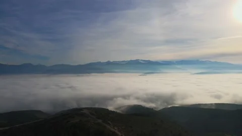 Aerial perspective view of flying over clouds clouds. Stock Footage 145400381