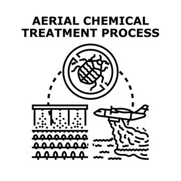 Aerial pest control treatment process combating infestation Stock Illustration
