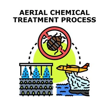 Aerial pest control treatment process combating infestation Stock Illustration