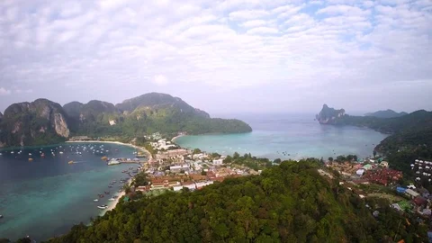 Aerial Phi Phi Island beach Thailand Stock-Footage 80028136