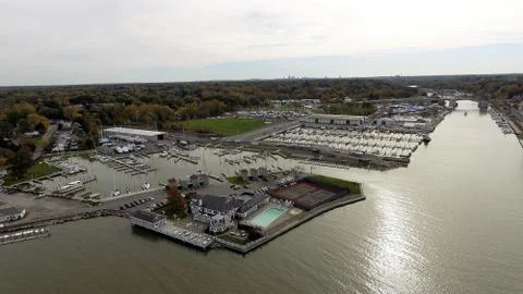 Aerial Photo of the Horizon Overlooking Port of Rochester Stock Photos
