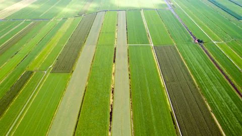 Aerial photo of patchwork fields in Oudewater Stock Photos