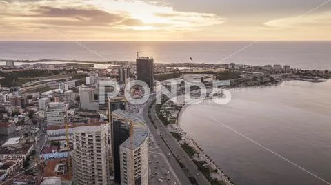 Aerial photograph of the marginal of Luanda, Angola. Africa.Difference betwee Stock Photos