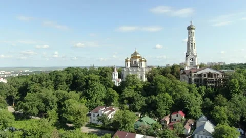 Aerial photography of the church Stock Footage