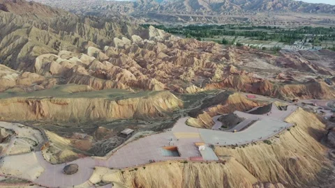 Aerial Photography of Circular Viewing Platform Color Mountain Valley Scenery at Video stock 337151787