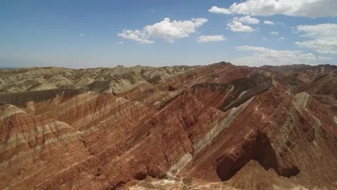 Aerial Photography of Distant View of Deep Gully Danxia Mountain at Colorful Stock-Footage 337151066
