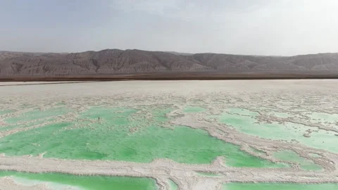 Aerial Photography of Distant View of Large Light Tone Salt Lake Flat at Emerald 스톡 동영상 337150364