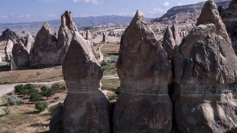 Aerial photography from drone, flight between the mountains of Cappadociа. Stock Footage 104978780