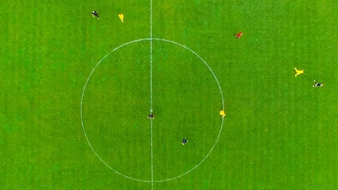 Aerial photography, football field Stock Footage