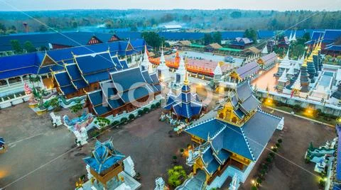 Aerial photography the great temple Wat Den in Chaing Mai Stock Photos