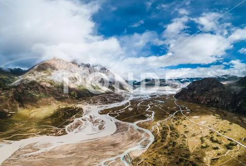 Aerial photography of natural scenery of Tibetan rivers and canyons ...