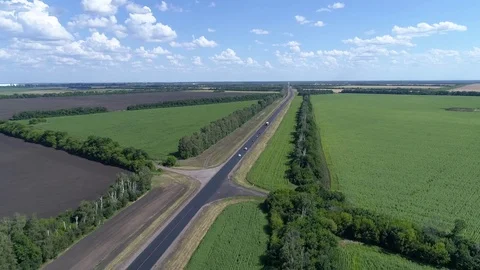 Aerial photography of traffic on the road in rural areas Stock Footage