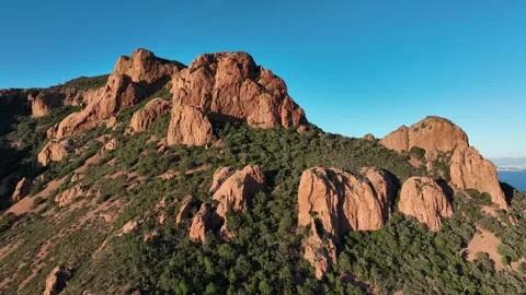 Aerial, Pic du Cap Roux, Esterel, French Riviera. Stock-Footage 334394691
