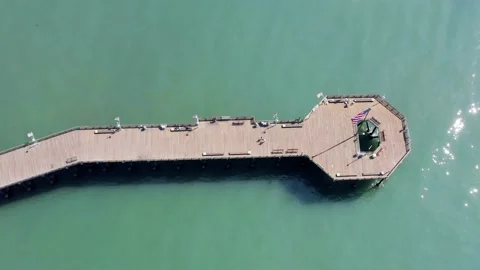 Aerial of Pier in the Ocean Stock Footage 140480262