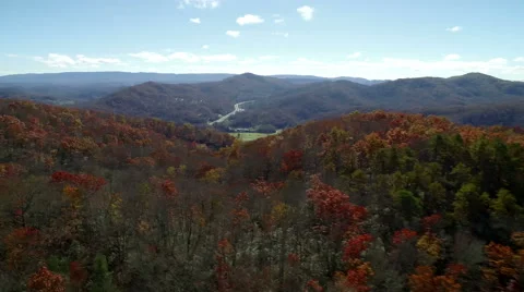 Aerial of Pine Mountain State Park in the Fall Stock Footage 64270677