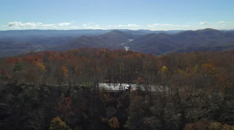Aerial of Pine Mountain State Park in the Fall Stock Footage 64272550