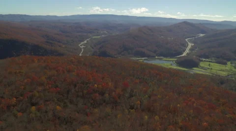 Aerial of Pine Mountain State Park in the Fall Stock Footage 64272705