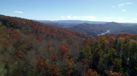 Aerial of Pine Mountain State Park in the Fall Stock Footage 64272709