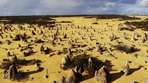 Aerial of Pinnacles Desert - Australia Stock Footage