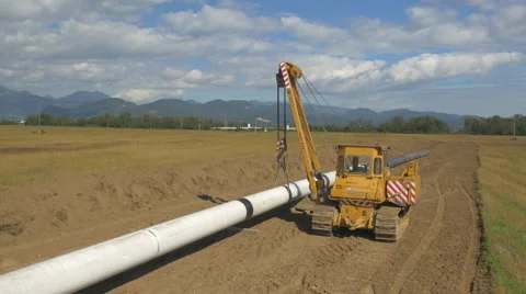 AERIAL: Pipeline construction Stock Footage 42534895