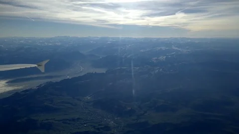 Aerial plane panoramic view over Switzerland  Stock Footage 71533365
