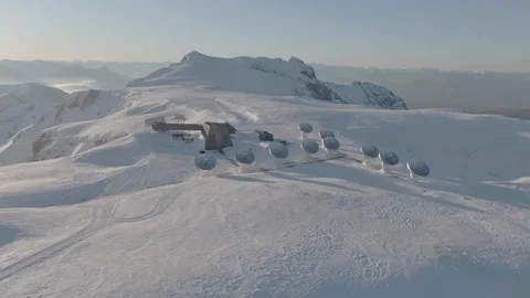 Aerial of Plateau de Bure Interferometer on the Pic de Bure in the French Alps Video stock 119123610