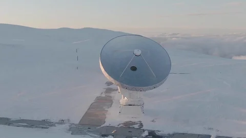 Aerial of Plateau de Bure Interferometer on the Pic de Bure in the French Alps Video stock 119123906