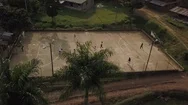 Aerial Of Players Playing Baseball In The Court Stock Footage