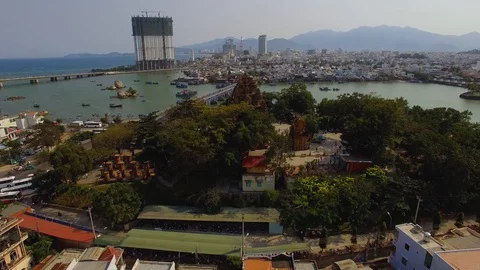 Aerial Po Nagar Cham Temple in Nha Trang, Khanh Hoa, Vietnam 스톡 동영상 129875277