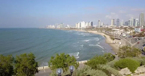 Aerial point of view of Tel Aviv from Taffo Stock Footage 145394050