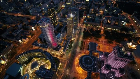 Aerial Poland Warsaw June 2018 Night 30mm 4K Inspire 2 Prores Stock Footage