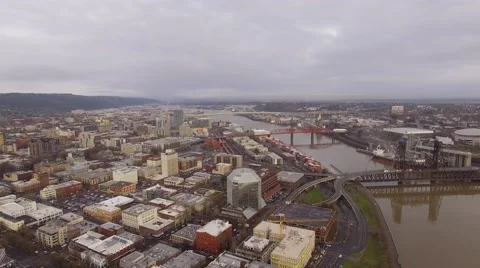 Aerial Portland Oregon - Downtown and Bridge Video stock 59584774