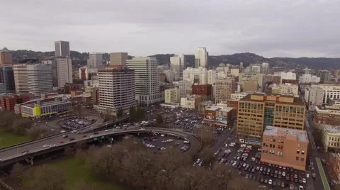 Aerial Portland Oregon - Downtown Stock Footage 59583917