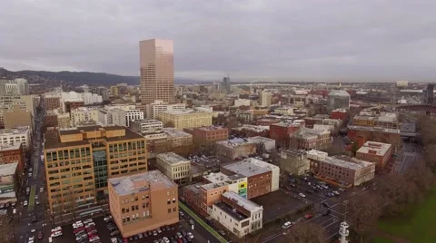 Aerial Portland Oregon - Downtown Stock Footage 59583934