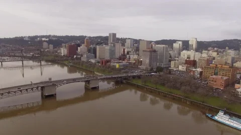 Aerial Portland Oregon - Downtown Stock Footage 59584038
