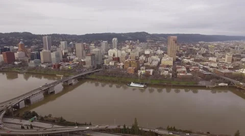 Aerial Portland Oregon - Downtown Stock Footage 59584316