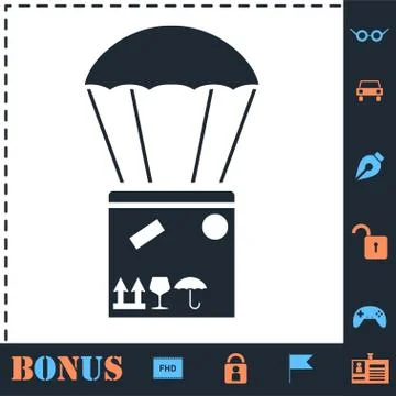Aerial post delivery icon flat Stock Illustration