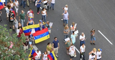 Aerial protest Venezuelans 1 Stock Footage 80851832
