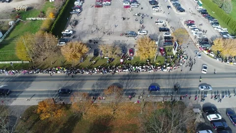 Aerial Protestors Against Lockdowns Mask Mandates Rejecting Vaccines Left Ri Stockbeeldmateriaal 154830735