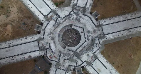 Aerial pull up on abandoned building Video stock 66366778