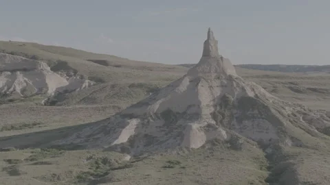 Aerial Pull Away Chimney-Rock-Nebraska Stock Footage 234915685