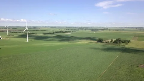 Aerial pull away of electric wind generators. Stock Footage 114016967