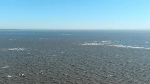 Aerial pull away shot flying over the North Atlantic Ocean Stock Footage 144272379