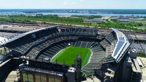 Aerial Pull Away Shot of Lincoln Financial Field Stock Footage 111286873