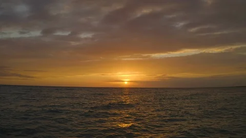 Aerial Pull Back across Caribean Ocean at Sunset Stock Footage 127176335