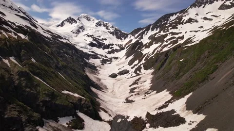 Aerial Pull Back From Glacier With Snow Melt Stock-Footage 170165728