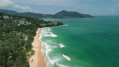 Aerial Pull-Back Over Surin Beach Phuket Stock Footage 341658981