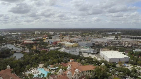 Aerial Pull Back Over Universal Studios Florida Stock Footage 127147541