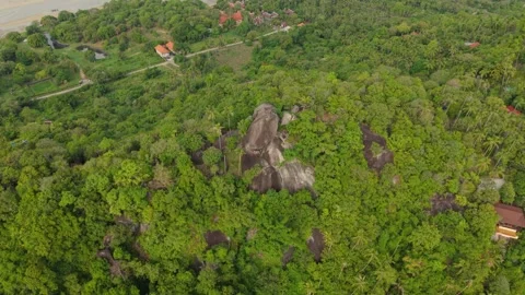 Aerial Pull Back Reveal of Tropical Coastline Koh Samui Stock Footage 341214257