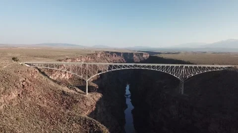 Aerial Pull Back From Rio Grande Gorge Bridge Stock-Footage 145821062
